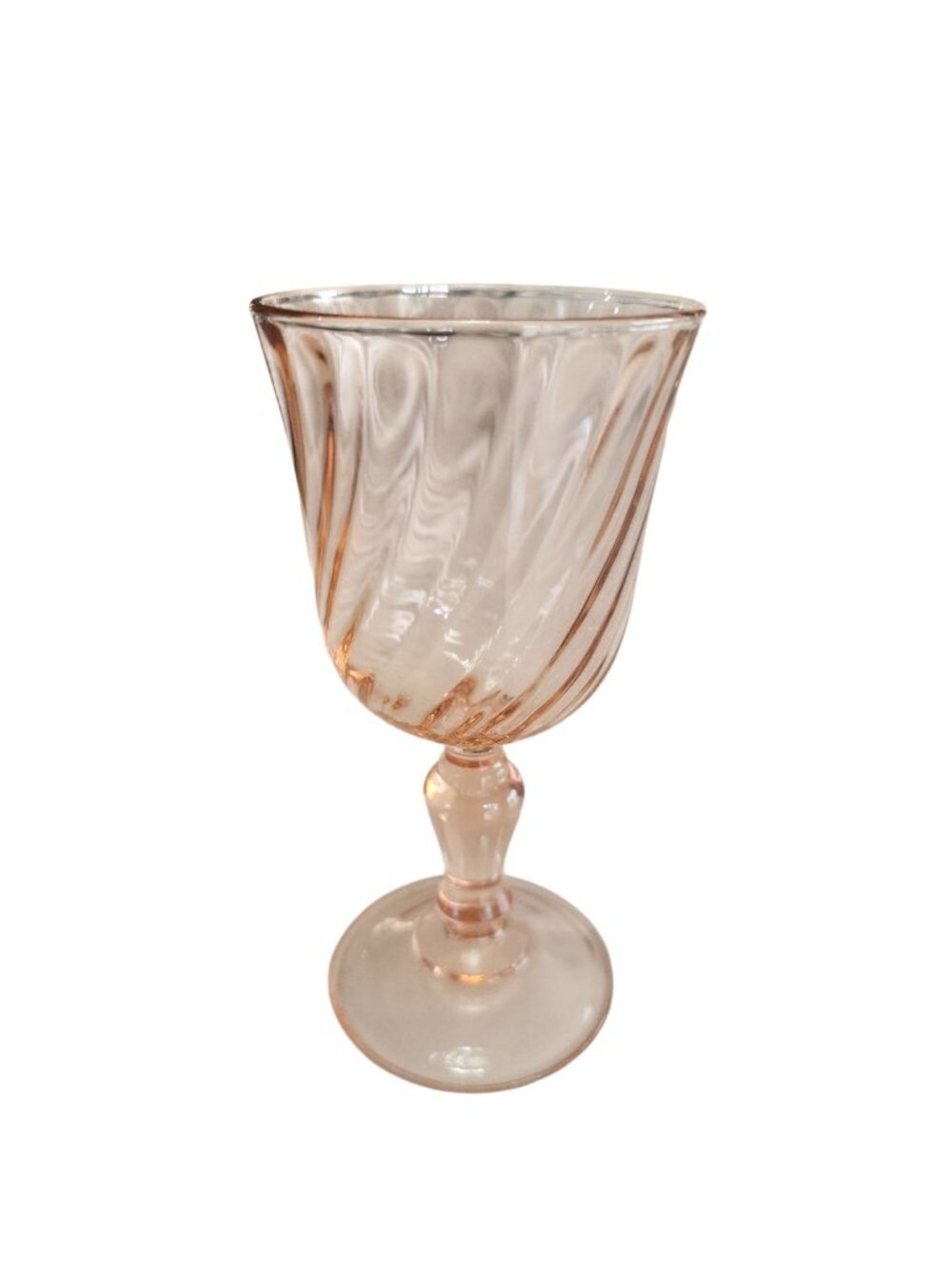 Cristal d'Arques Rosaline Pink Wine Glass 6" vtg optic crystal glassware 1980s